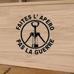 Kit Plateau bambou rectangulaire + 4 sous-verre ronds en bois - "Apéro"